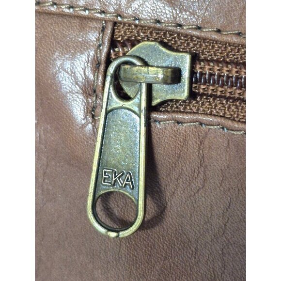 Brown Genuine Leather Crossbody Organizer Purse Bag TEXAS Star Adjustable Strap - Picture 5 of 11